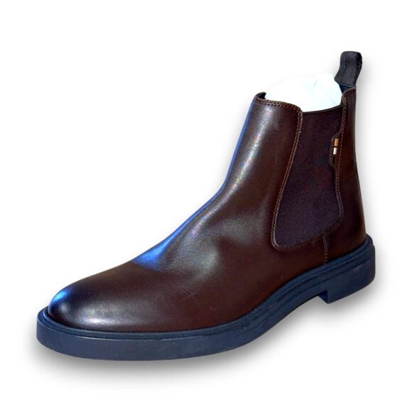 BOSS Calev Chelsea Boots Men's Dark Brown Leather US 13 (UK 12 EU 46) MSRP $230 - Picture 1 of 5